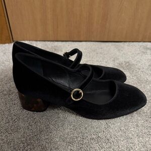DELTAN Leather Sole Elegant Black Mary Jane Women's Shoes